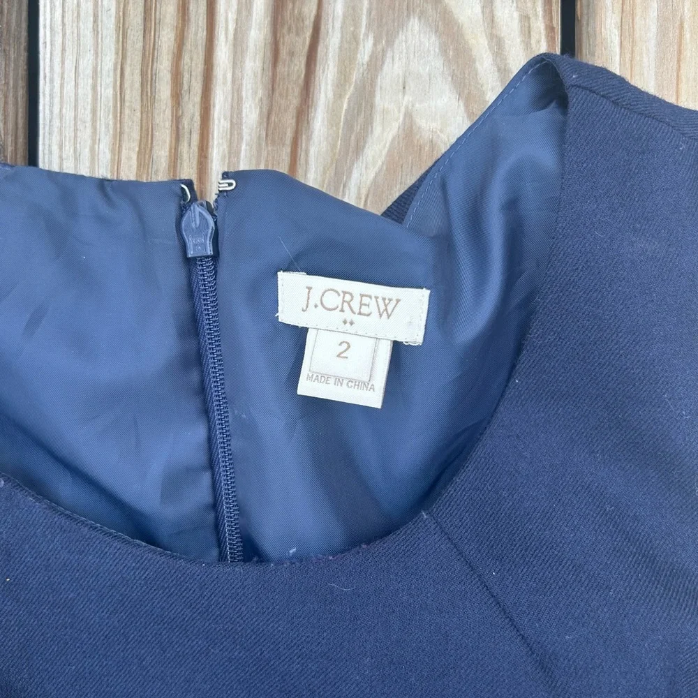 J.Crew Dress Sz‎ 2 Allie In Festival Blue Wool Blend Sleeveless Sheath